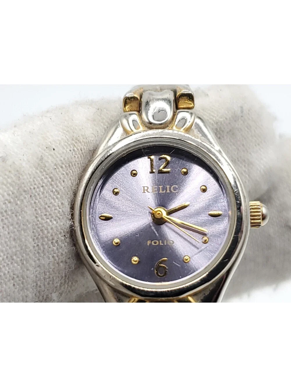 Relic Folio Watch Womens New Battery Blue Dial Silver Tone 18mm